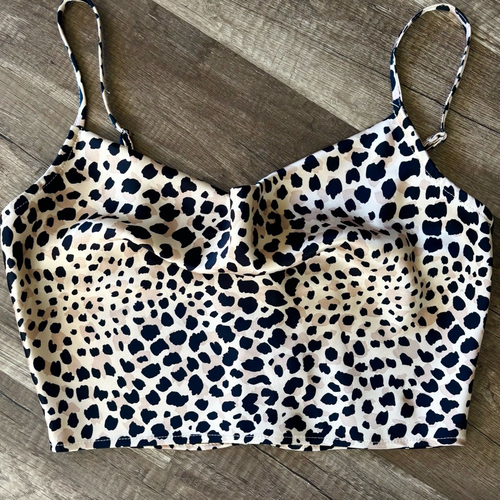 Forever 21 Silky Leopard Short Tank Top